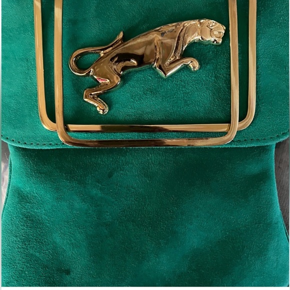 ANGEL JACKSON RARE VINTAGE - Uk Designer green Suede shoulder bag - Picture 5 of 6